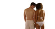 © rocketclips - Happy young couple relaxing in swim wear on white background with copyspace