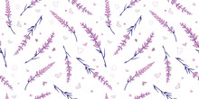 Light Purple Lavender Repeat Pattern Design. Great For Springtime Modern Fabric, Wallpaper, Backgrounds, Invitations, Packaging Design Projects. Surface Pattern Design.