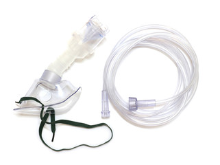 medical equipment for inhalation, medical oxygen mask isolated over a white background