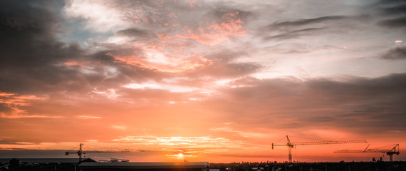 Wall Mural - panoramic view Beauty and Color of the sky at sunset.