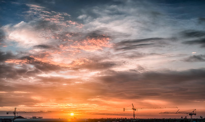 Wall Mural - panoramic view Beauty and Color of the sky at sunset.