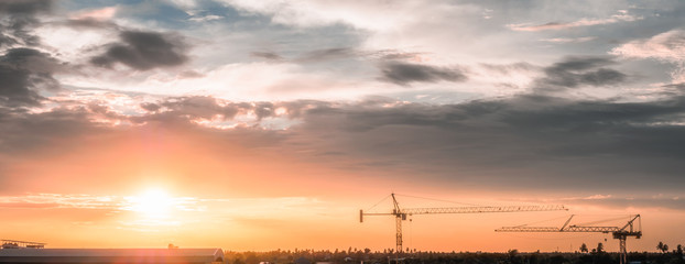 Wall Mural - panoramic view Beauty and Color of the sky at sunset.