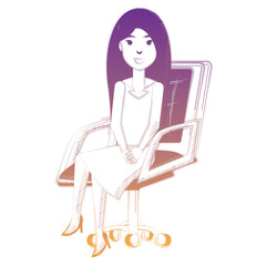 Poster - cartoon happy businesswoman sitting on office chair over white background, vector illustration