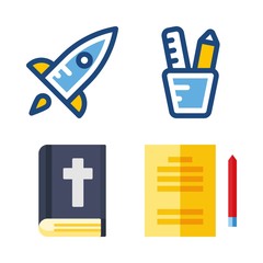 Wall Mural - school vector icons set. bible, studying, startup and pencil case in this set