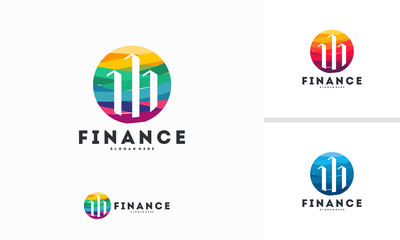 Wall Mural - abstract circle growing graph logo template vector, finance logo template designs concept