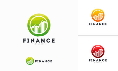 Wall Mural - abstract circle growing graph logo template vector, finance logo template designs concept
