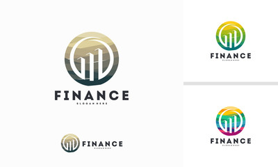 Wall Mural - abstract circle growing graph logo template vector, finance logo template designs concept