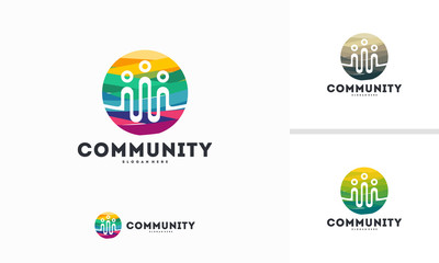 Wall Mural - abstract colorful circle community logo designs concept vector, group logo template designs