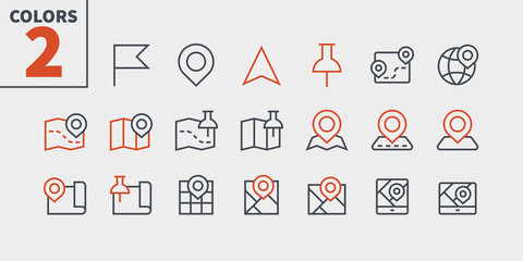 Poster - Maps UI Pixel Perfect Well-crafted Vector Thin Line Icons 48x48 Ready for 24x24 Grid for Web Graphics and Apps with Editable Stroke. Simple Minimal Pictogram Part 1-1