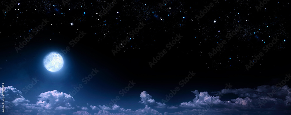 beautiful background, nightly sky with full moon - obrazy, fototapety, plakaty 