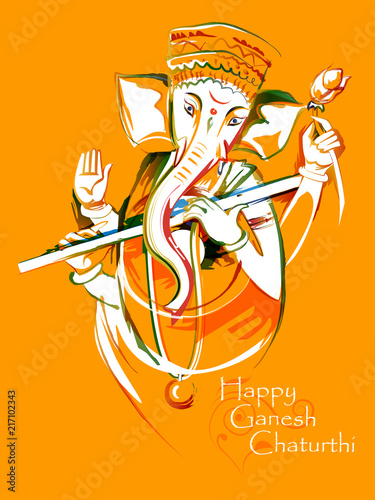 Cuadros en Lienzo Abstract painting of Indian Lord Ganpati for Ganesh Chaturthi festival of India
