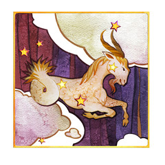 Wall Mural - Astrological sign of the zodiac Capricorn, on a dark  pattern background