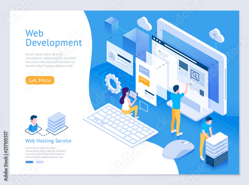 Cuadros en Lienzo Web design and development vector isometric illustrations.