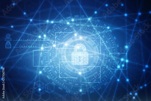 фотография 2d illustration Safety concept: Closed Padlock on digital background