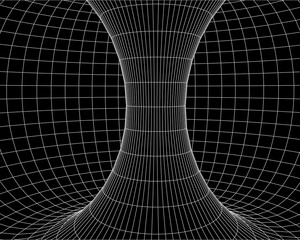 Poster - Tunnel or wormhole. Digital 3d wireframe tunnel. 3D tunnel grid. Network cyber technology. Surrealism. Background abstract vector image