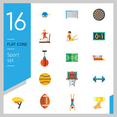 Canvas Print - Sport icons set with bicycle, scoreboard and barbell. Thirteen vector icons