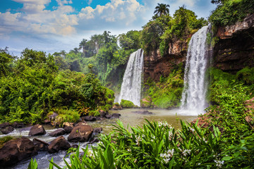 Canvas Print - Two powerful waterfalls