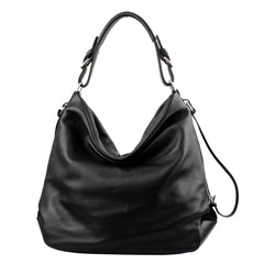 Black female handbag isolated on white background.