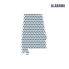 Wall Mural - Dotted Alabama map isolated on white background.