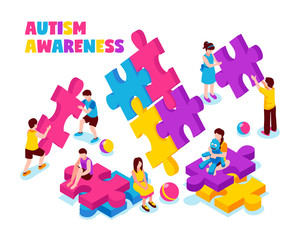 Sticker - Autism Awareness Isometric Illustration