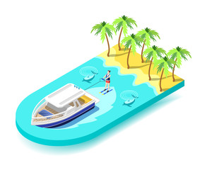 Sticker - Extreme Water Sport Isometric Composition