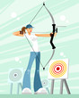 Woman shooting a bow