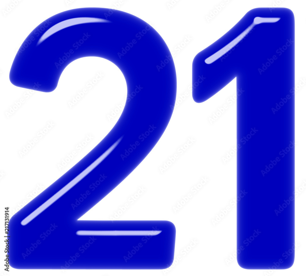 Stock-Illustration „Numeral 21, twenty one, isolated on white background,  3d render“ | Adobe Stock, image size:1000x901