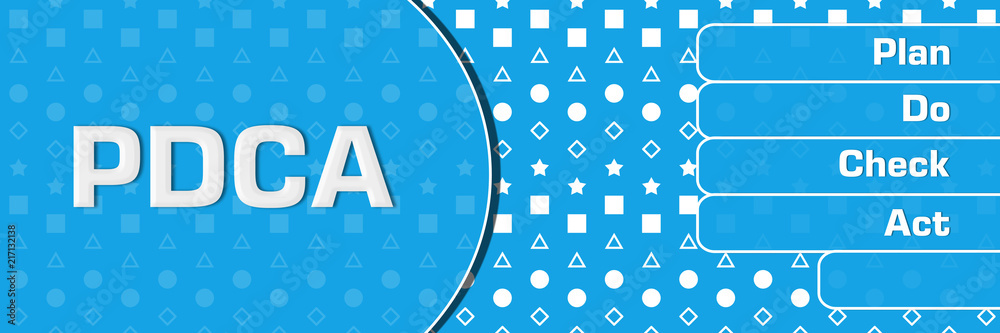PDCA - Plan Do Check Act Blue Basic Shapes Text Horizontal Stock ...