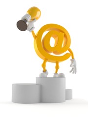 Sticker - E-mail character on podium holding trophy