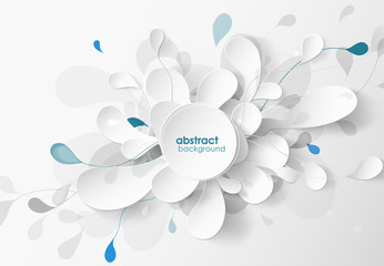 Wall Mural - abstract white and gray flower background with circles.