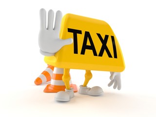 Wall Mural - Taxi character with stop gesture