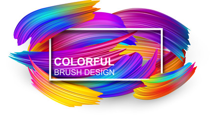 Wall Mural - White background with colorful abstract brush stroke.