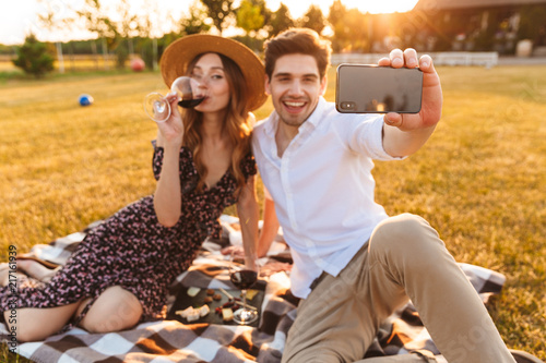 Young Cute Loving Couple Take A Selfie By Mobile Phone Buy This