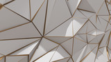 Fototapeta Perspektywa 3d - 3d render White and gold abstract low poly triangle background
