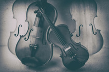 The Abstract Art Design Background Of Two Violins Put At The Middle Of Raw Violin,art Tone