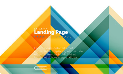 Square shape geometric abstract background, landing page web design template