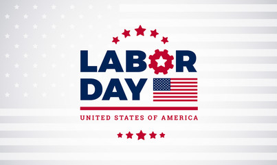 Wall Mural - Labor Day workers day celebration lettering with american flag, Labor Day vector illustration