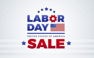 Wall Mural - Labor Day sale logo banner template design - American flag, Labor Day lettering, United States of America - vector illustration isolated on white background