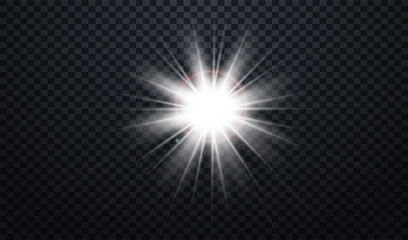 Aufkleber - White glowing light burst explosion with transparent. Vector illustration for cool effect decoration with ray sparkles. Bright star. Transparent shine gradient glitter, bright flare.
