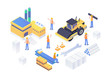 © naulicreative - Modern Isometric Under Construction Industrial Site Concept Illustration In Isolated White Background