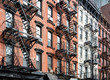 Block of historic buildings on Orchard Street in the Lower East Side neighborhood of Manhattan in New York City