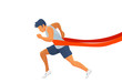 Success Motivation vector illustration: leader winner runner silhouette isolated. Winner running or finish line victory icon.