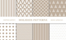 Winter Holidays Seamless Patterns