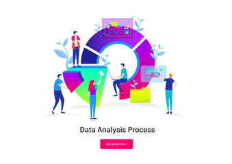 big data analysis.teamwork,developer,programmer. business people. flat cartoon miniature illustratio