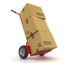 Hand Truck And Cardboard Package