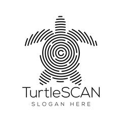 Wall Mural - Turtle Scan Technology Logo vector Element. Animal Technology Logo Template
