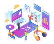 © naulicreative - Modern Isometric Smart Online Music Entertainment Technology Illustration in White Isolated Background