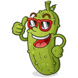 A Groovy Pickle Cartoon Character with a bad Attitude wearing Sunglasses and giving an enthusiastic Thumbs Up