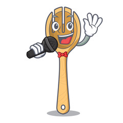 Poster - Singing wooden fork mascot cartoon