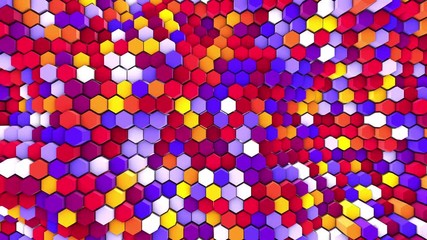 3d wavy hexagons pipes, slow motion abstract background
